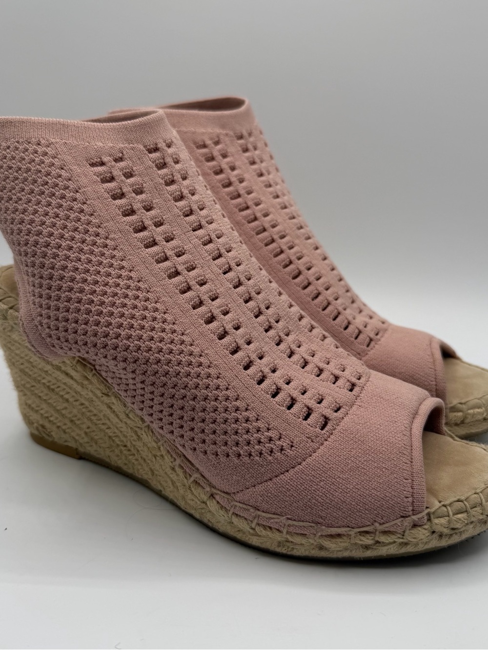 Steven Steve Madden Loca Wedge Booties Womens 7.5 Pink Knit Espadrille